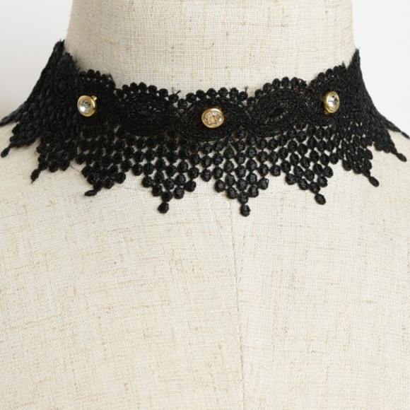 C.C. Boutique Jewelry - ONE LEFT! Black Lace Victorian Stone Choker